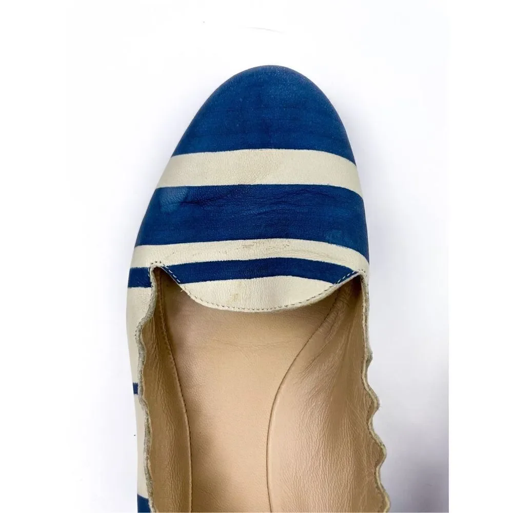 Chloe Scalloped Lauren Striped Ballerina Flat‎